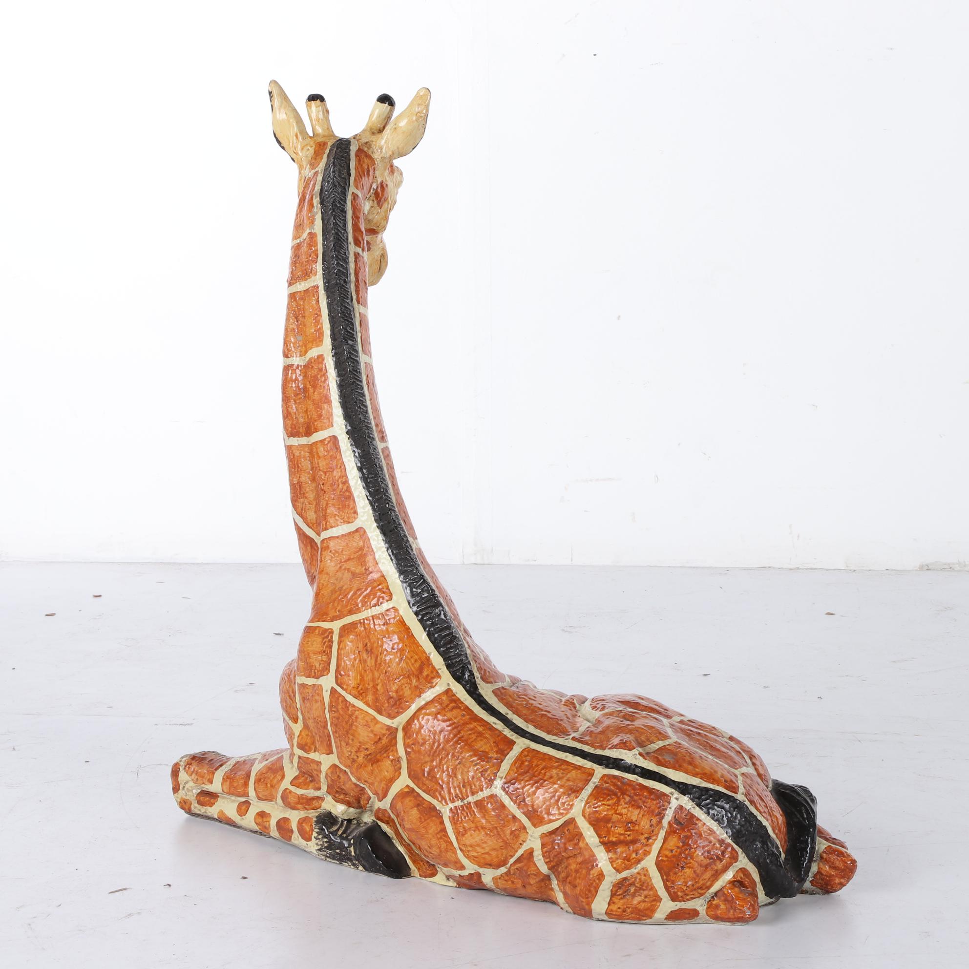 Large  Hand-Painted Ceramic Giraffe Sculpture, Late 20th Century