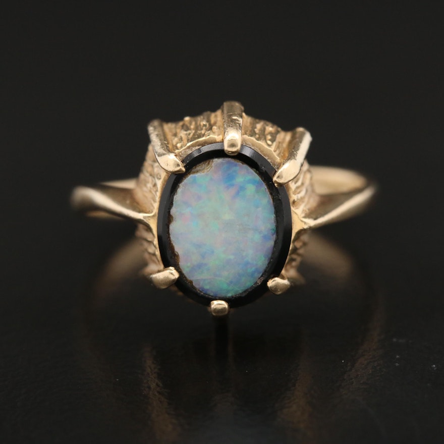 14K Opal Doublet Ring
