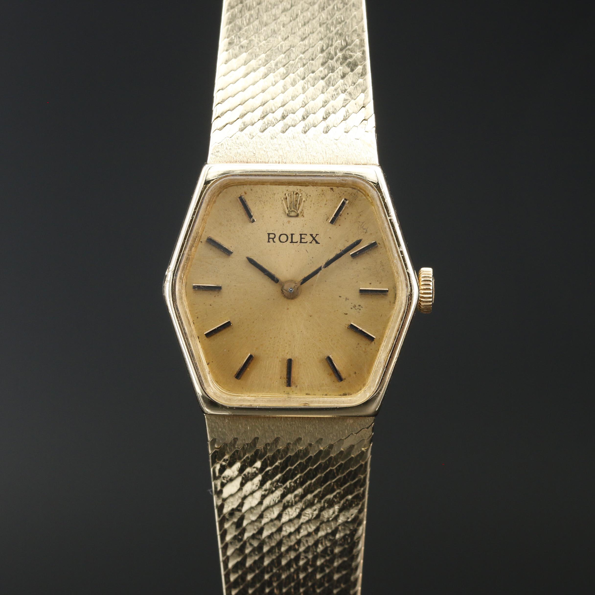 Vintage Rolex Orchid 14K Gold Stem Wind Watch