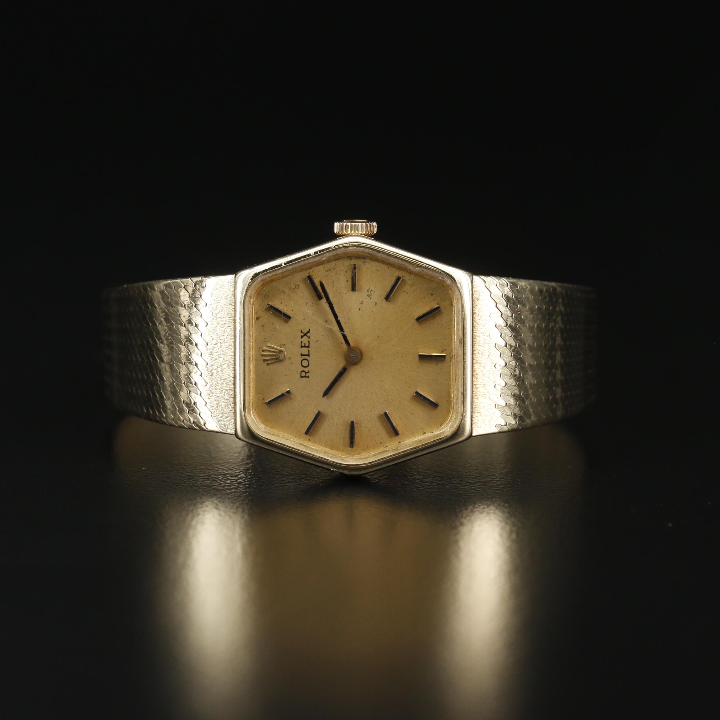 Vintage Rolex Orchid 14K Gold Stem Wind Watch