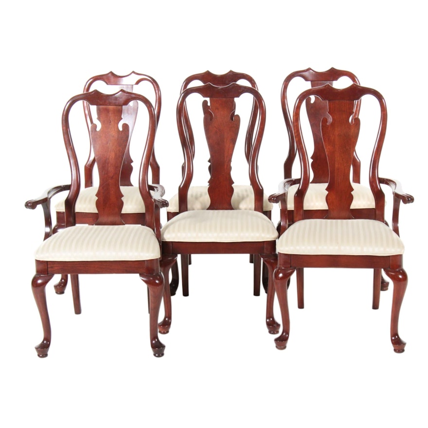 Queen Anne Style Mahogany Dining Chairs, Set of Six,