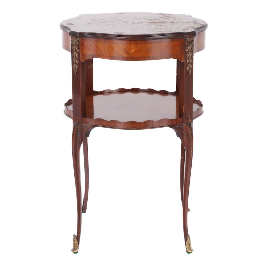 Louis XV Style Walnut Occasional Table with Ormolu Detailing, Late 20th Century