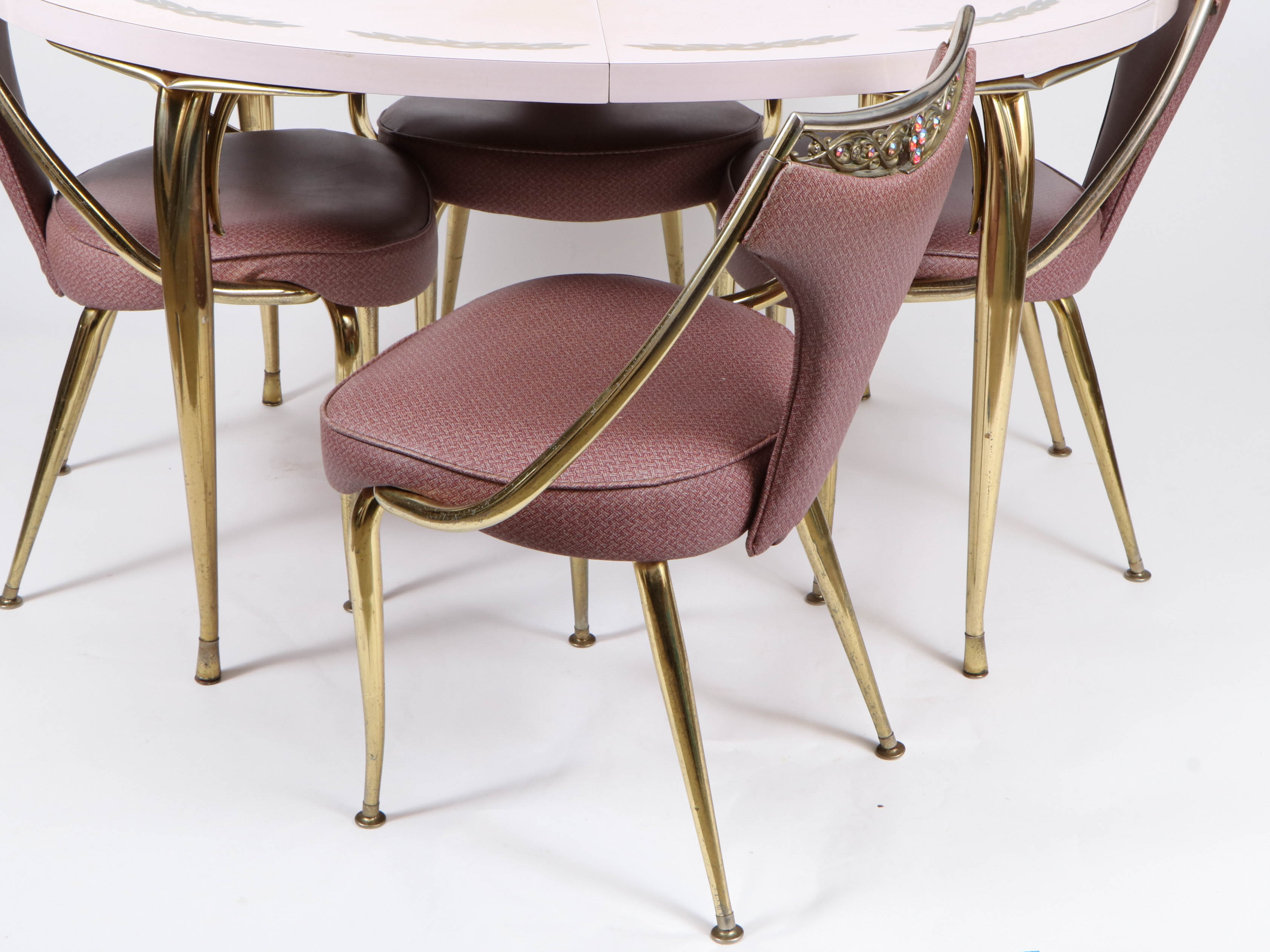 Virtue Brothers Mid Century Pink Bejeweled Chairs and Table Set
