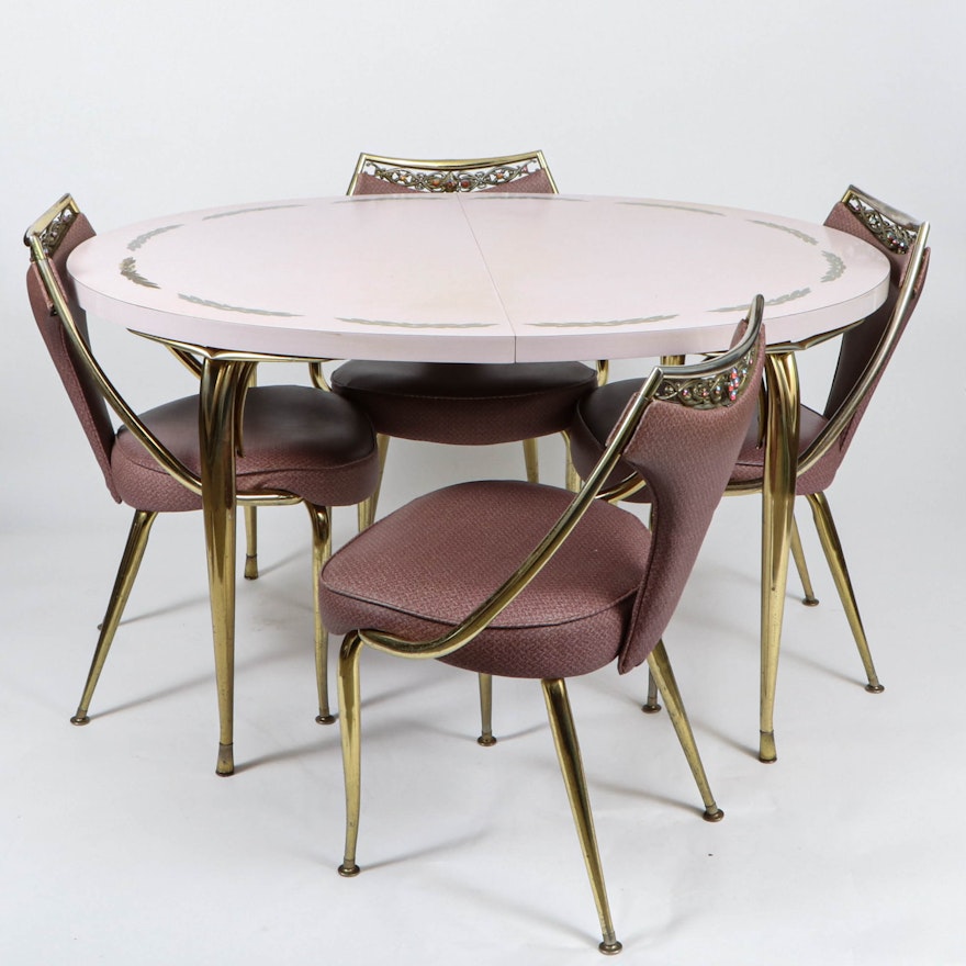 Virtue Brothers Mid Century Pink Bejeweled Chairs and Table Set