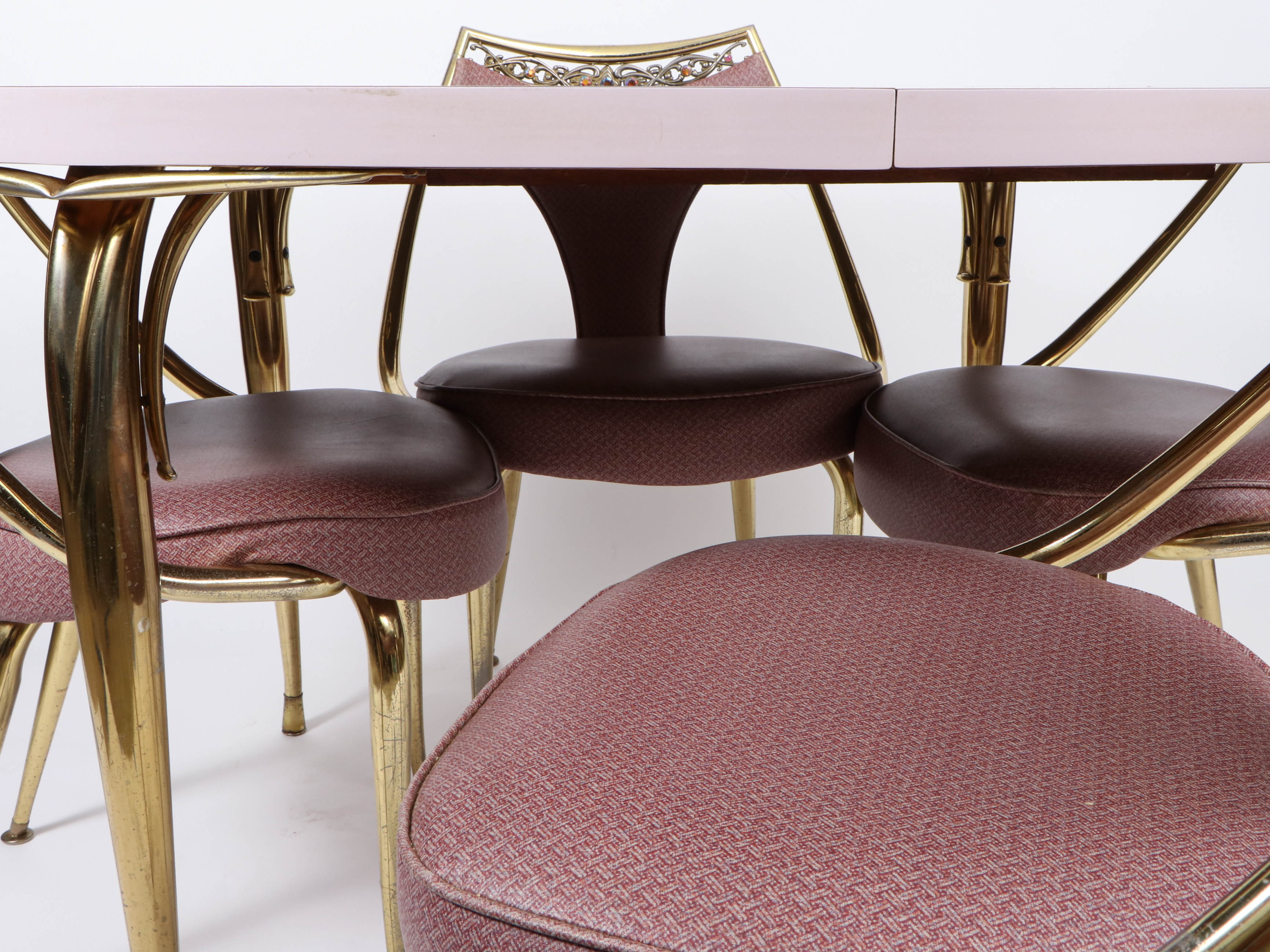 Virtue Brothers Mid Century Pink Bejeweled Chairs and Table Set