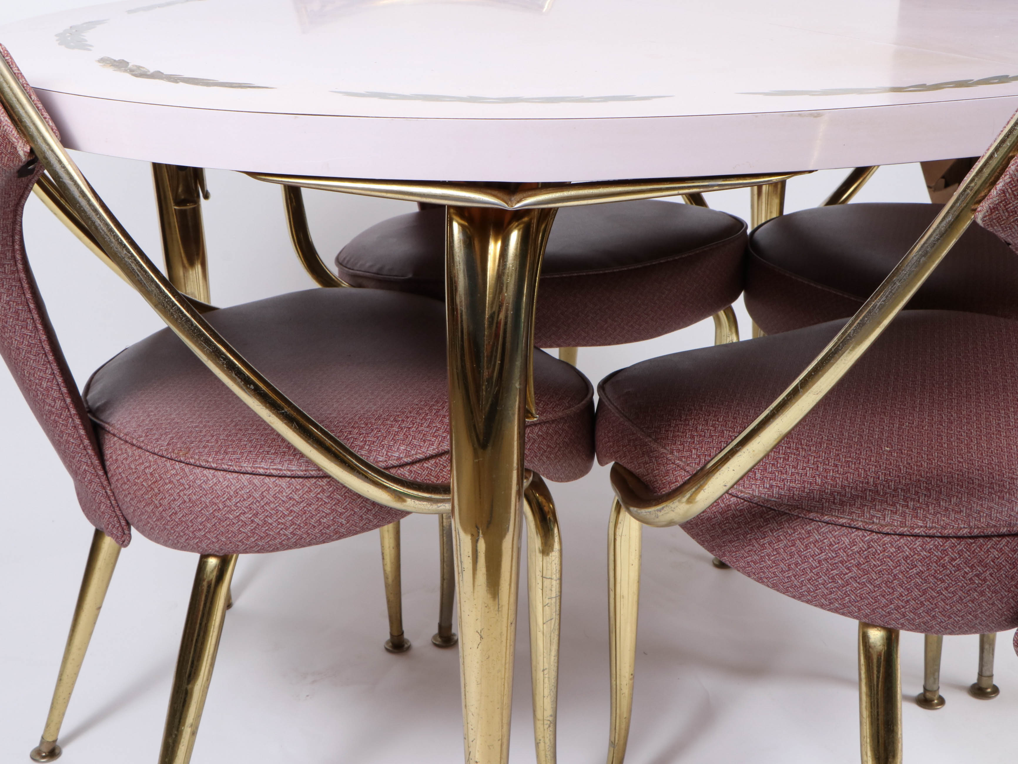 Virtue Brothers Mid Century Pink Bejeweled Chairs and Table Set