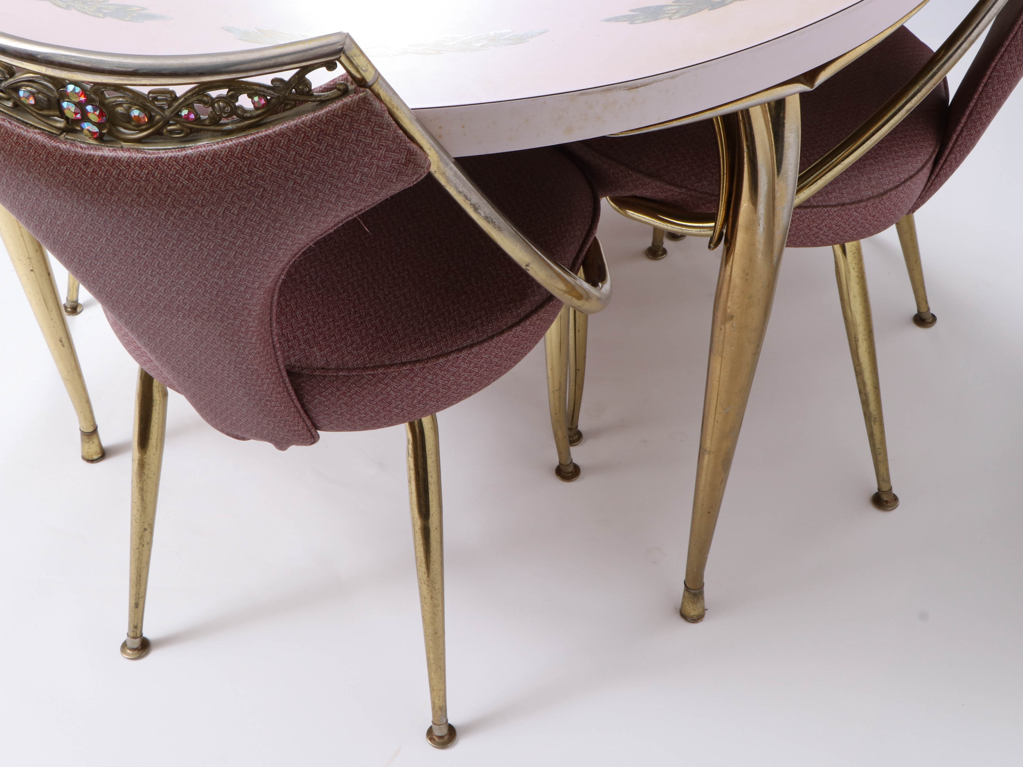 Virtue Brothers Mid Century Pink Bejeweled Chairs and Table Set