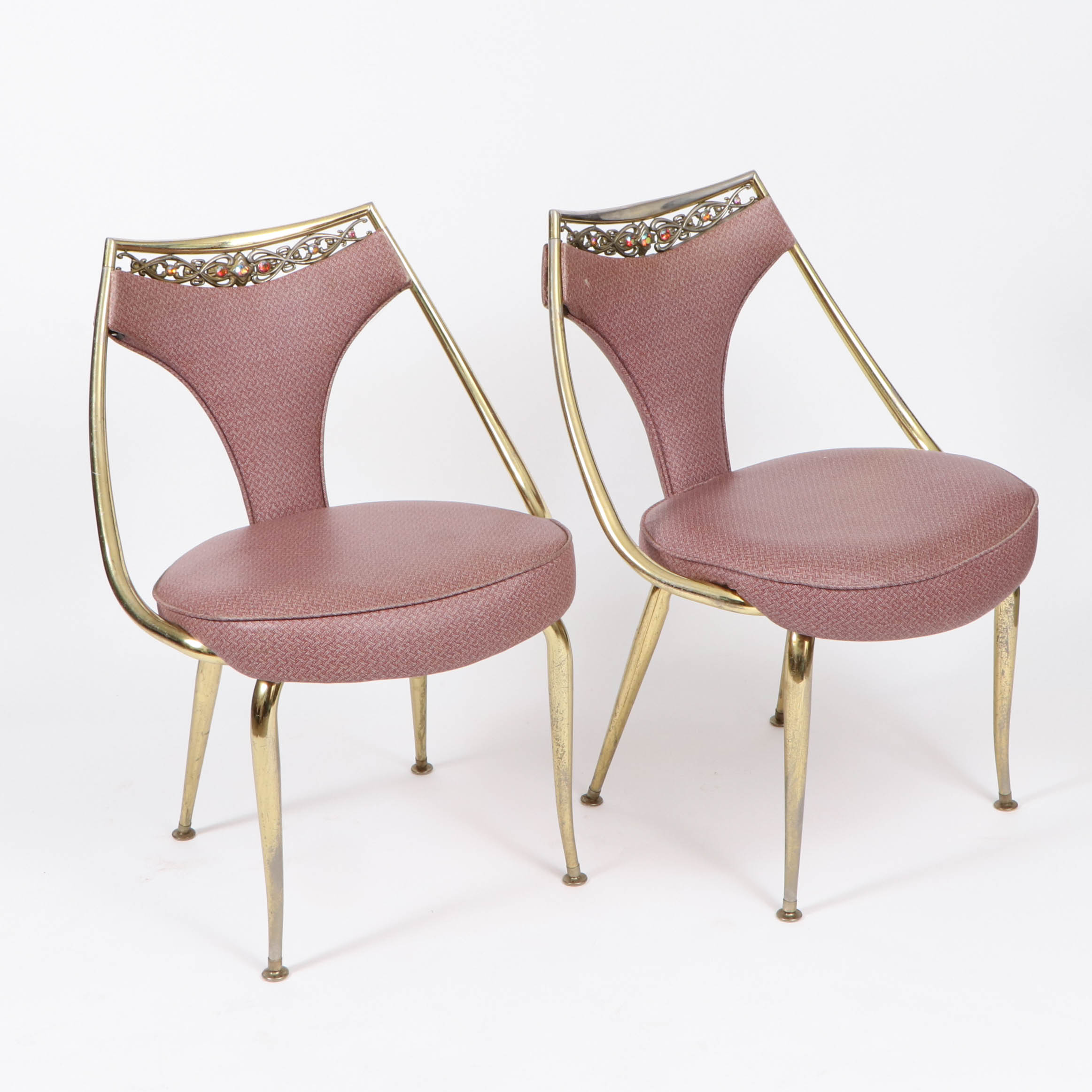 Virtue Brothers Mid Century Pink Bejeweled Chairs and Table Set
