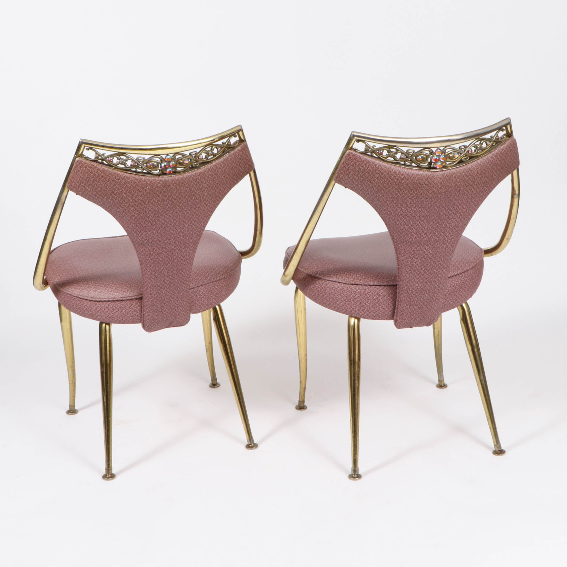 Virtue Brothers Mid Century Pink Bejeweled Chairs and Table Set