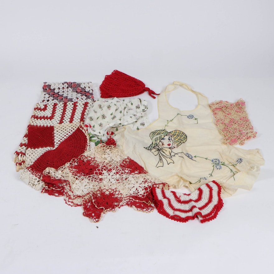 Handmade Doilies and Other Linens, Early to Mid 20th Century