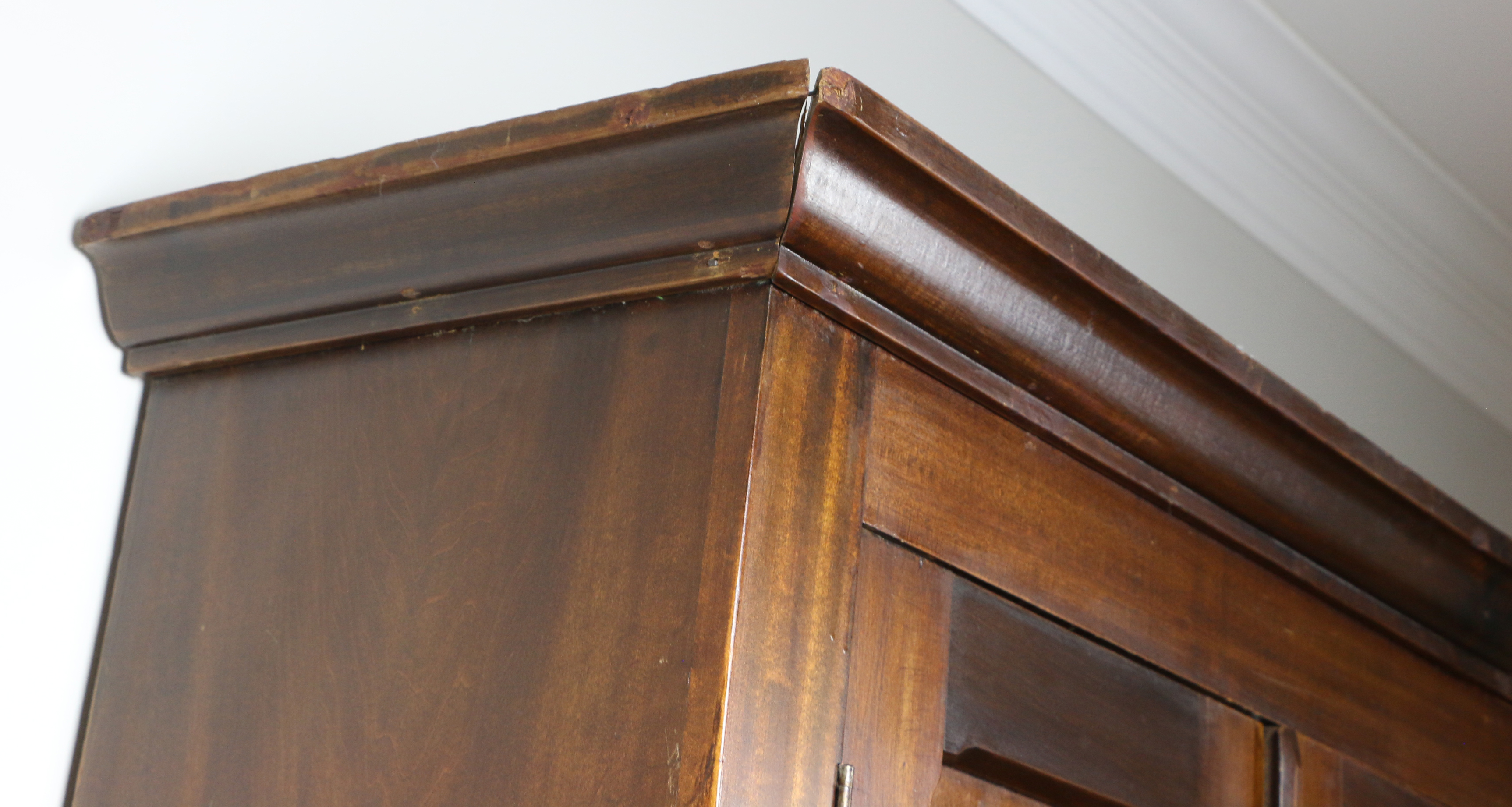 American Victorian Walnut-Finished Poplar Wardrobe, Mid to Late 19th Century