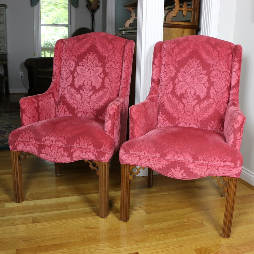 Pair of Style Upholstering Chippendale Style Upholstered Armchairs