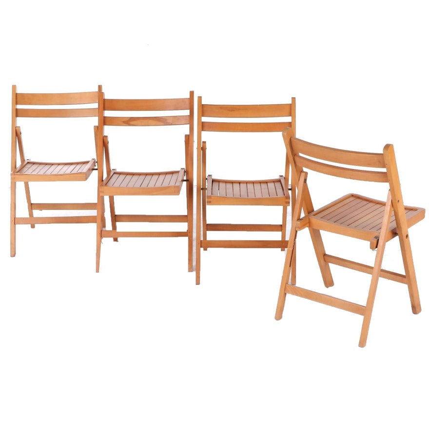 Birch Folding Side Chairs, Late 20th Century