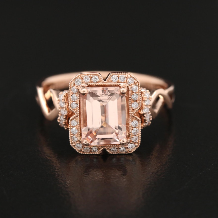 EFFY 14K Rose Gold Morganite and Diamond Ring