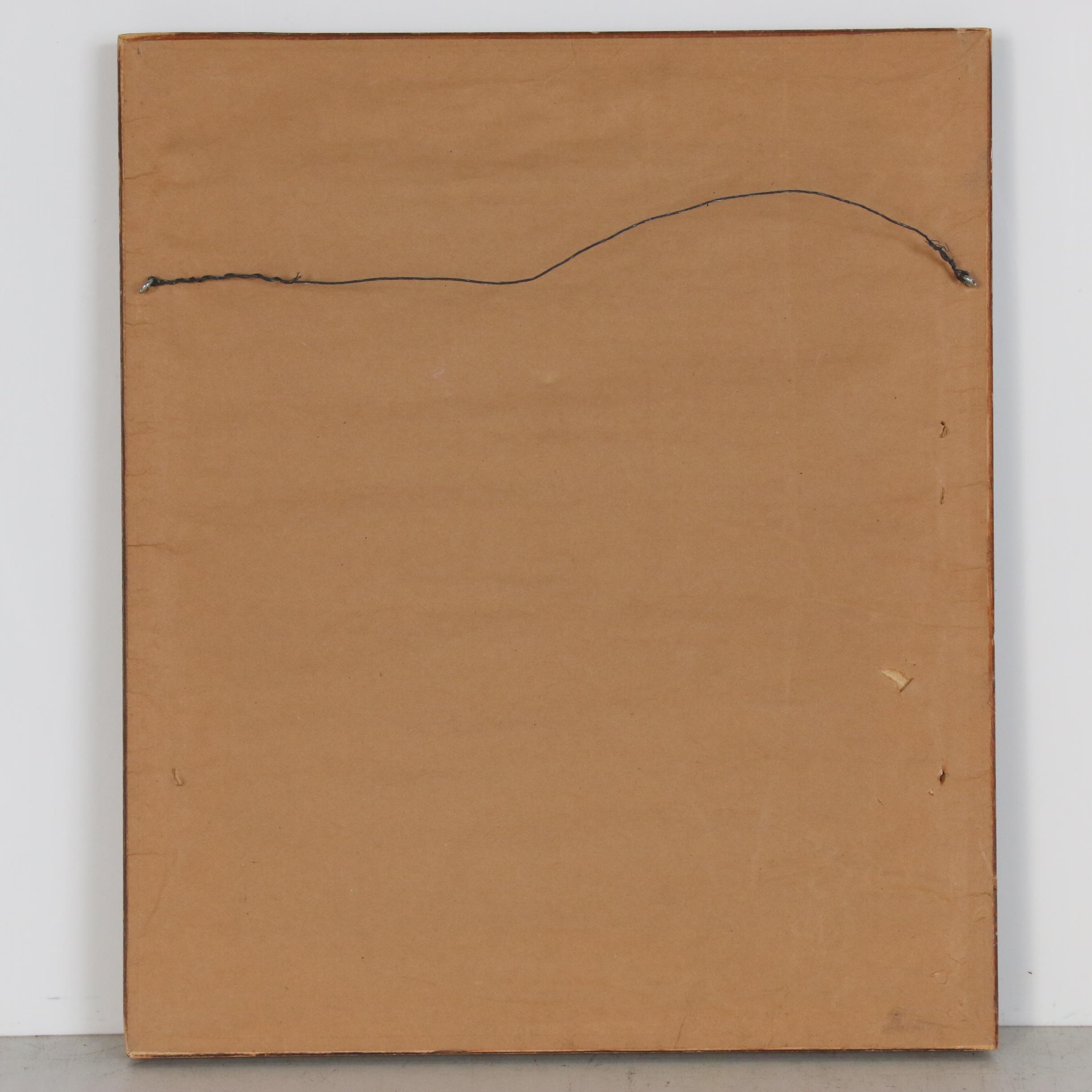 Edwin Deming Gouache Painting of Two Eagles with Snake