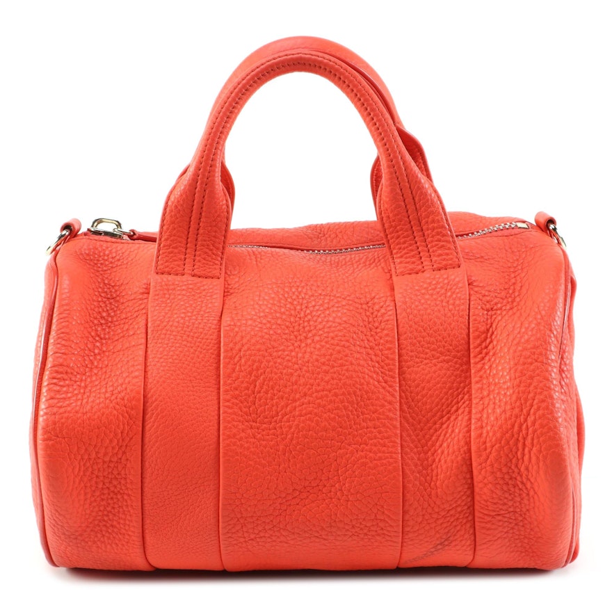 Alexander Wang Rocco Two-Way Satchel in Red Orange Pebble Grained Leather