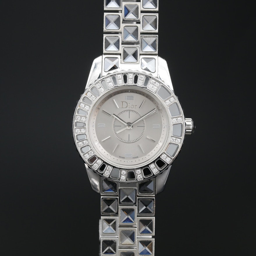 Christian Dior Christal Diamond, Stainless Steel and Sapphire Crystal Wristwatch