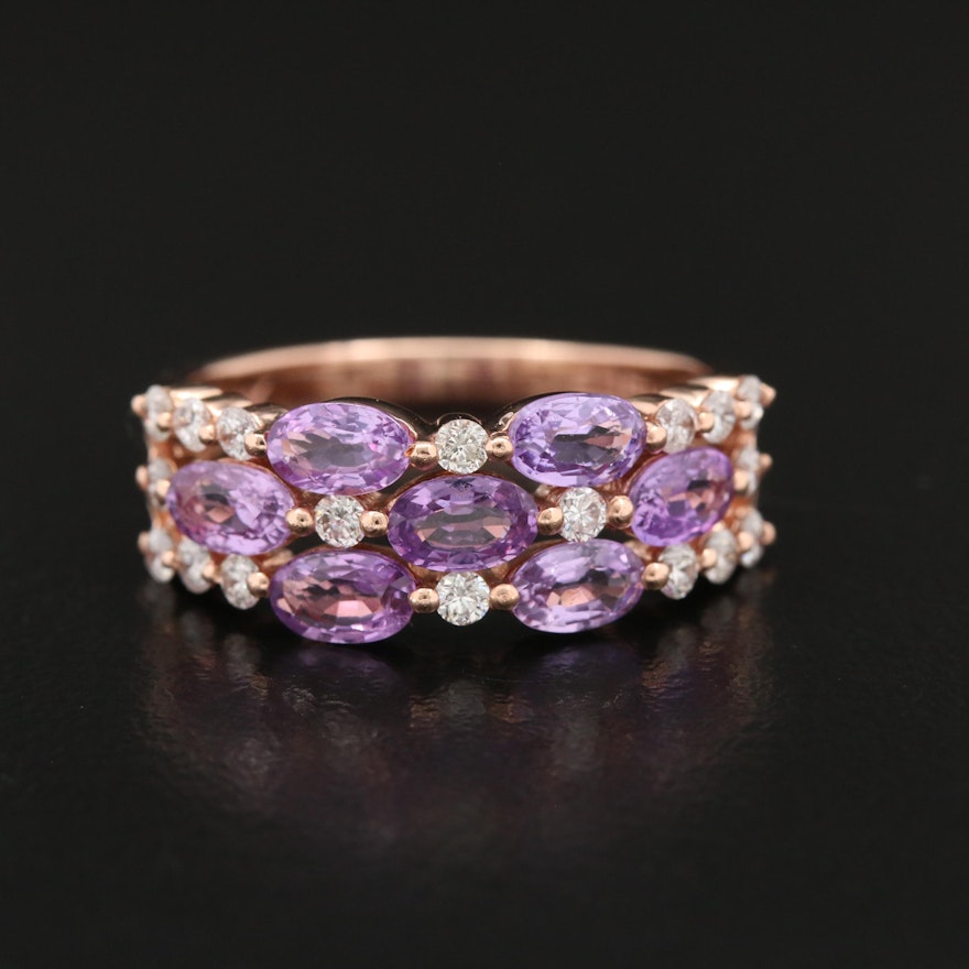 EFFY 14K Rose Gold Purple Sapphire and Diamond Stacked Ring