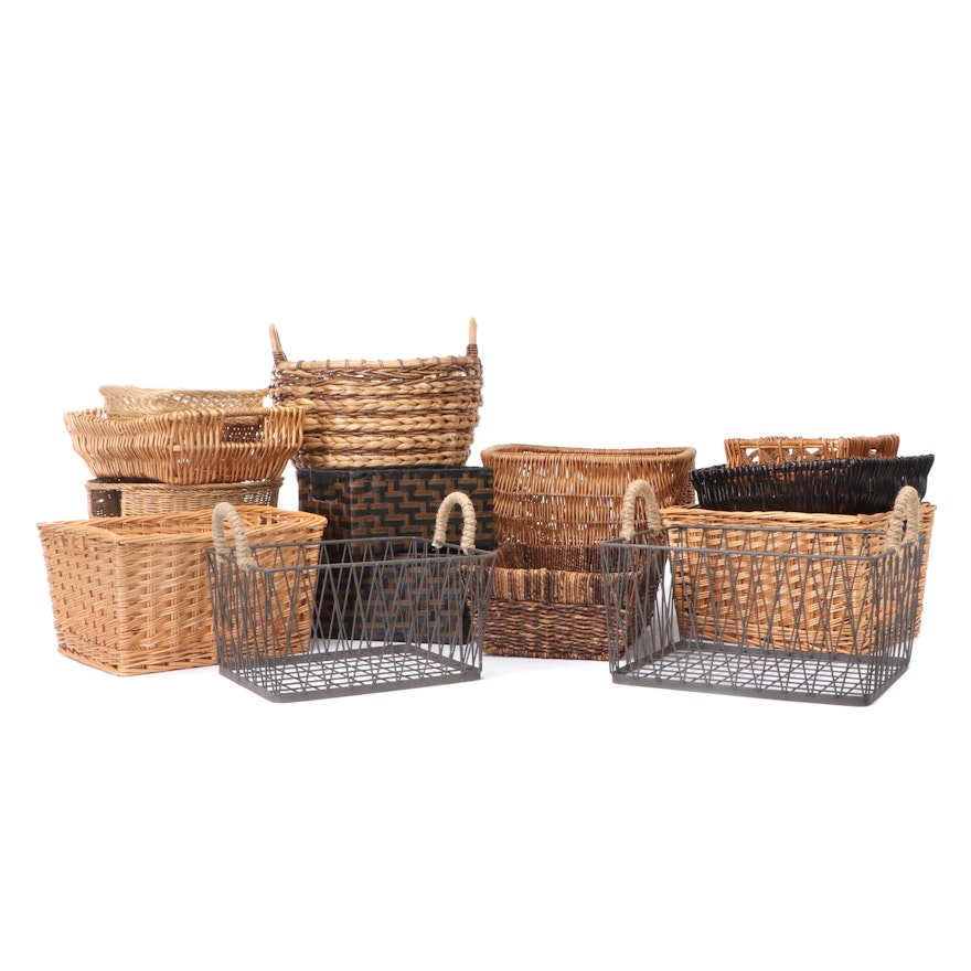 Woven and Rod Iron Baskets