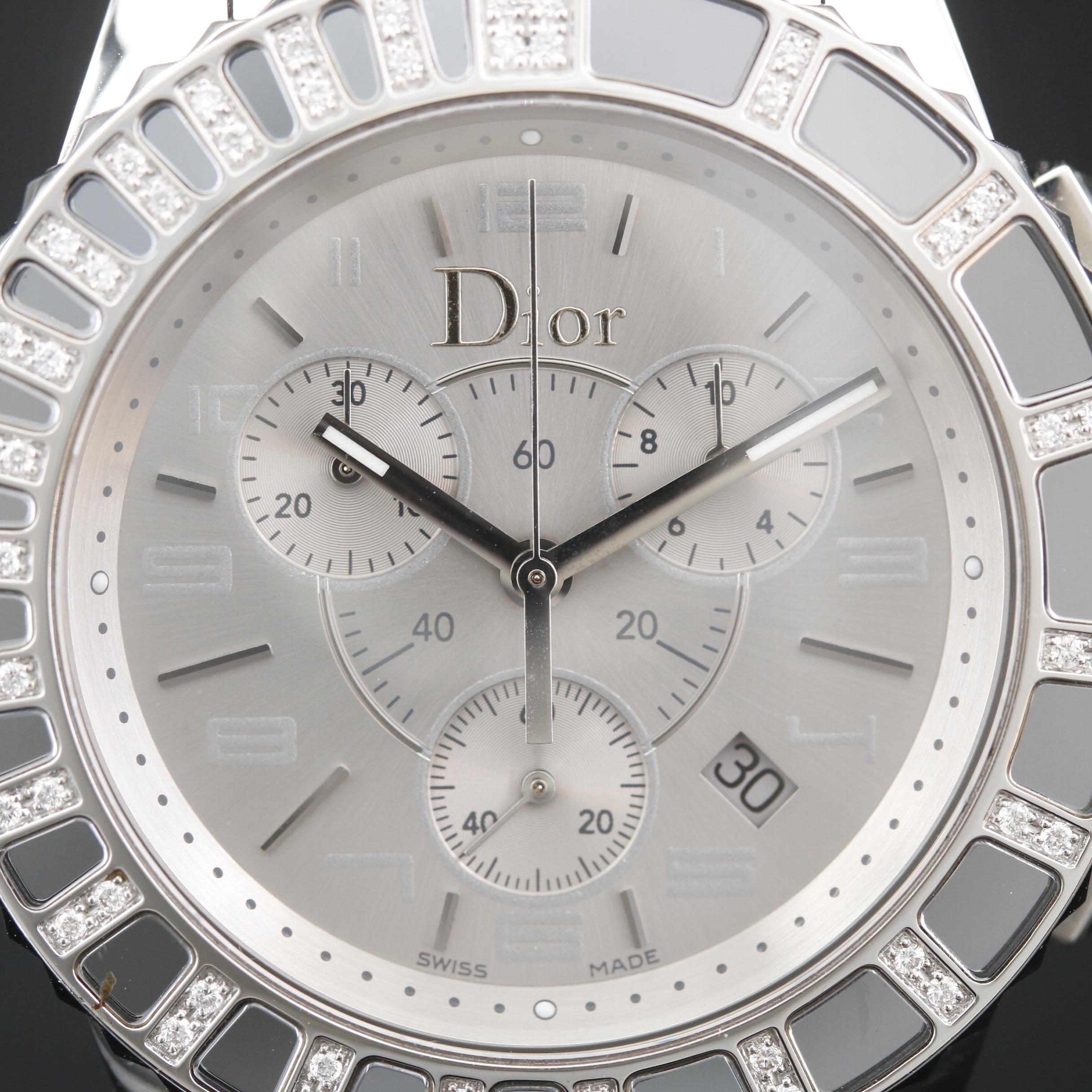Christian Dior Christal Chronograph Diamond and Stainless Steel Watch