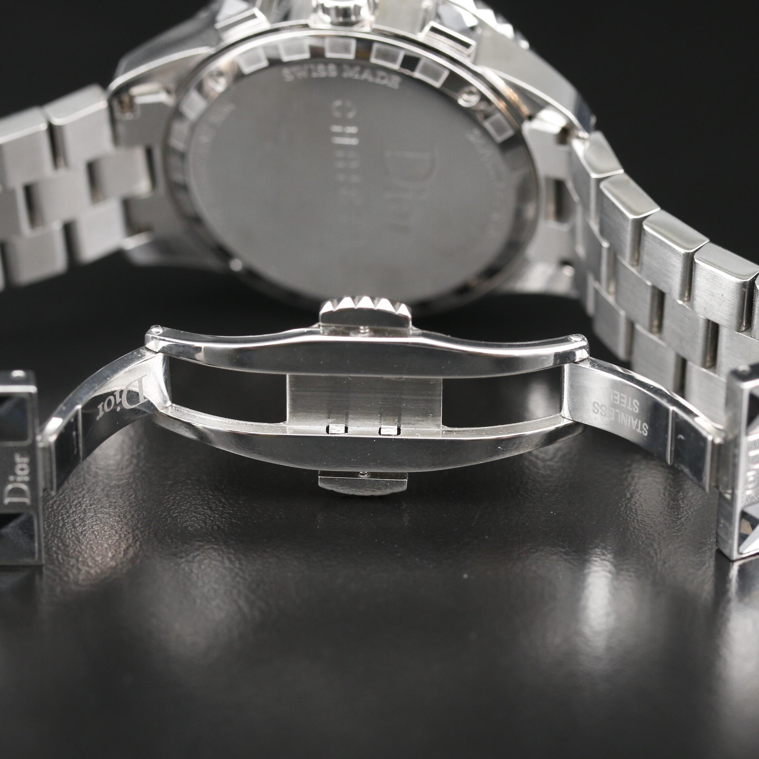 Christian Dior Christal Chronograph Diamond and Stainless Steel Watch