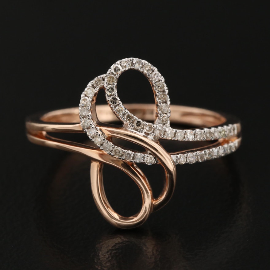 14K Diamond Double Loop Ring