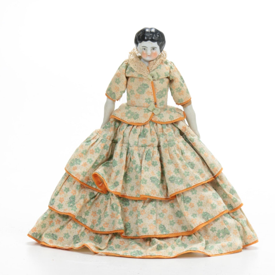 Hand-Painted Porcelain Doll, 1910s-1920s