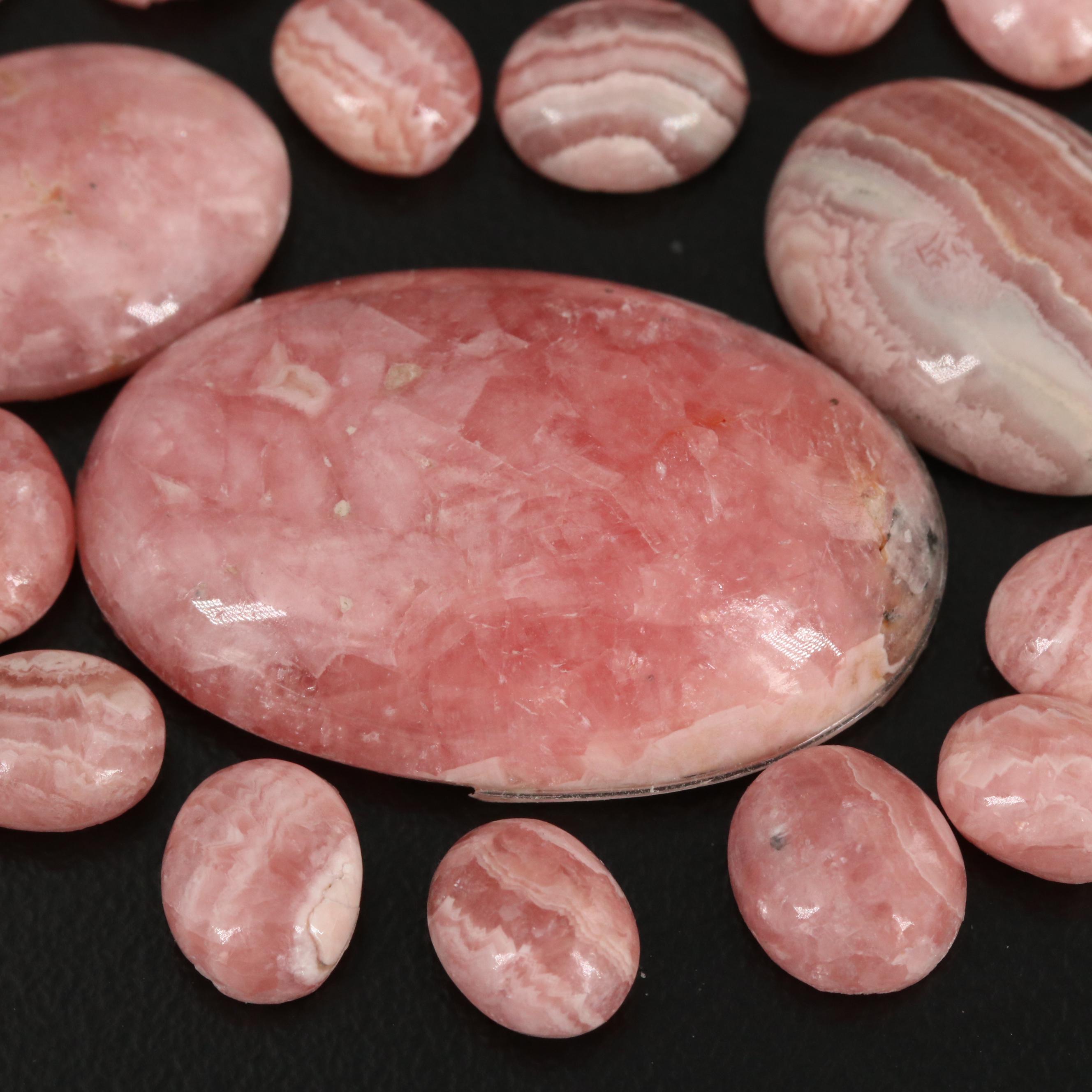 Loose 118.70 CTW Oval Rhodochrosite Cabochons
