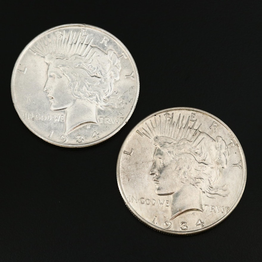 1934 and 1934-S Peace Silver Dollars