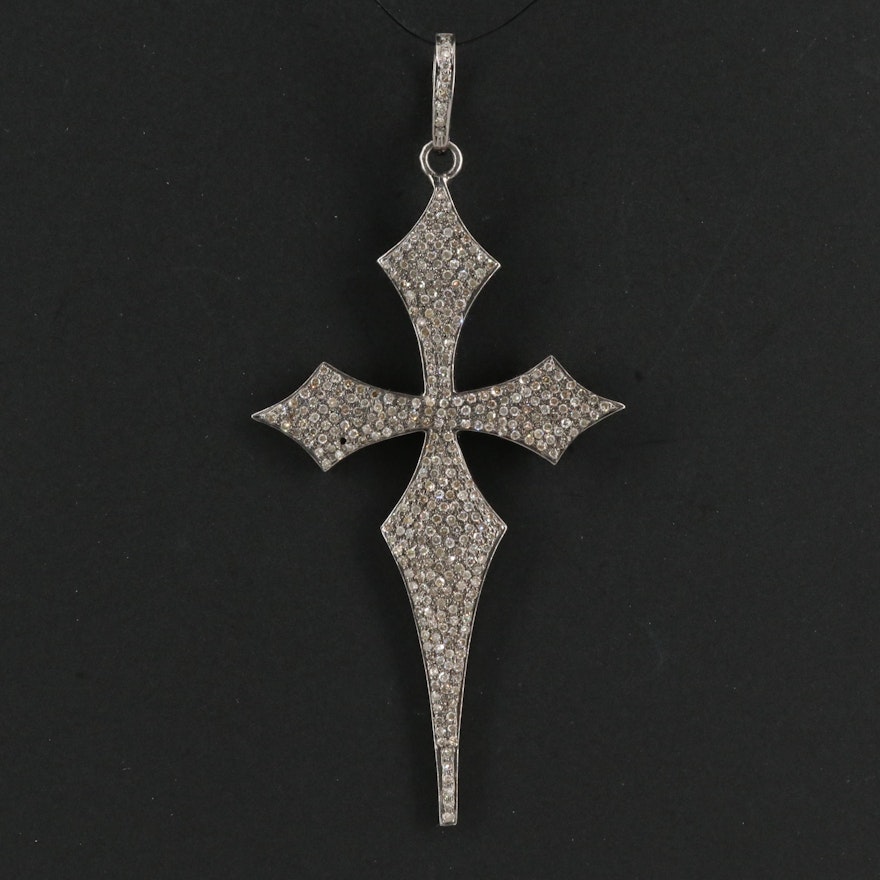 Sterling Diamond Cross Pendant