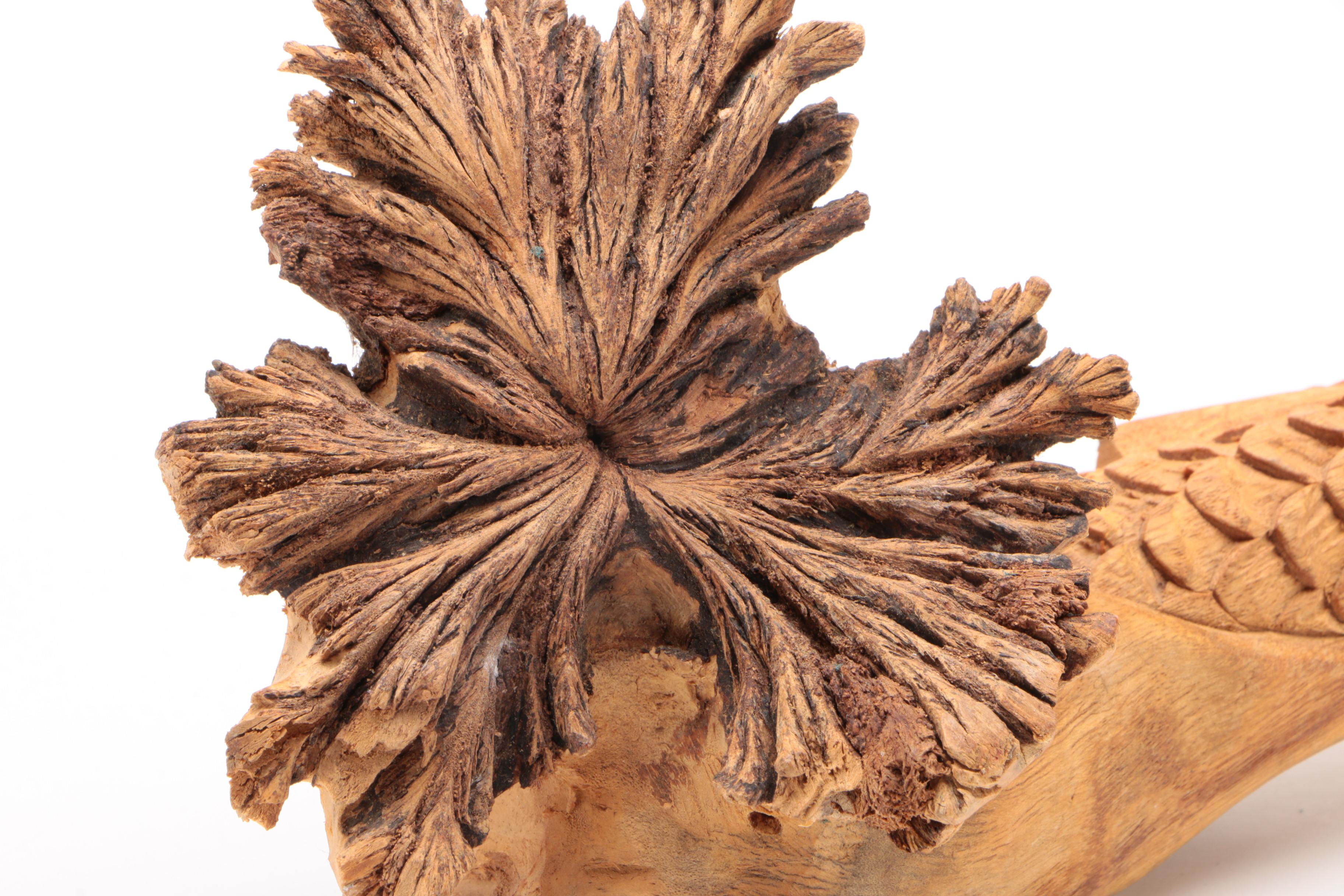 East Asian Freeform Elm Dragon Carving