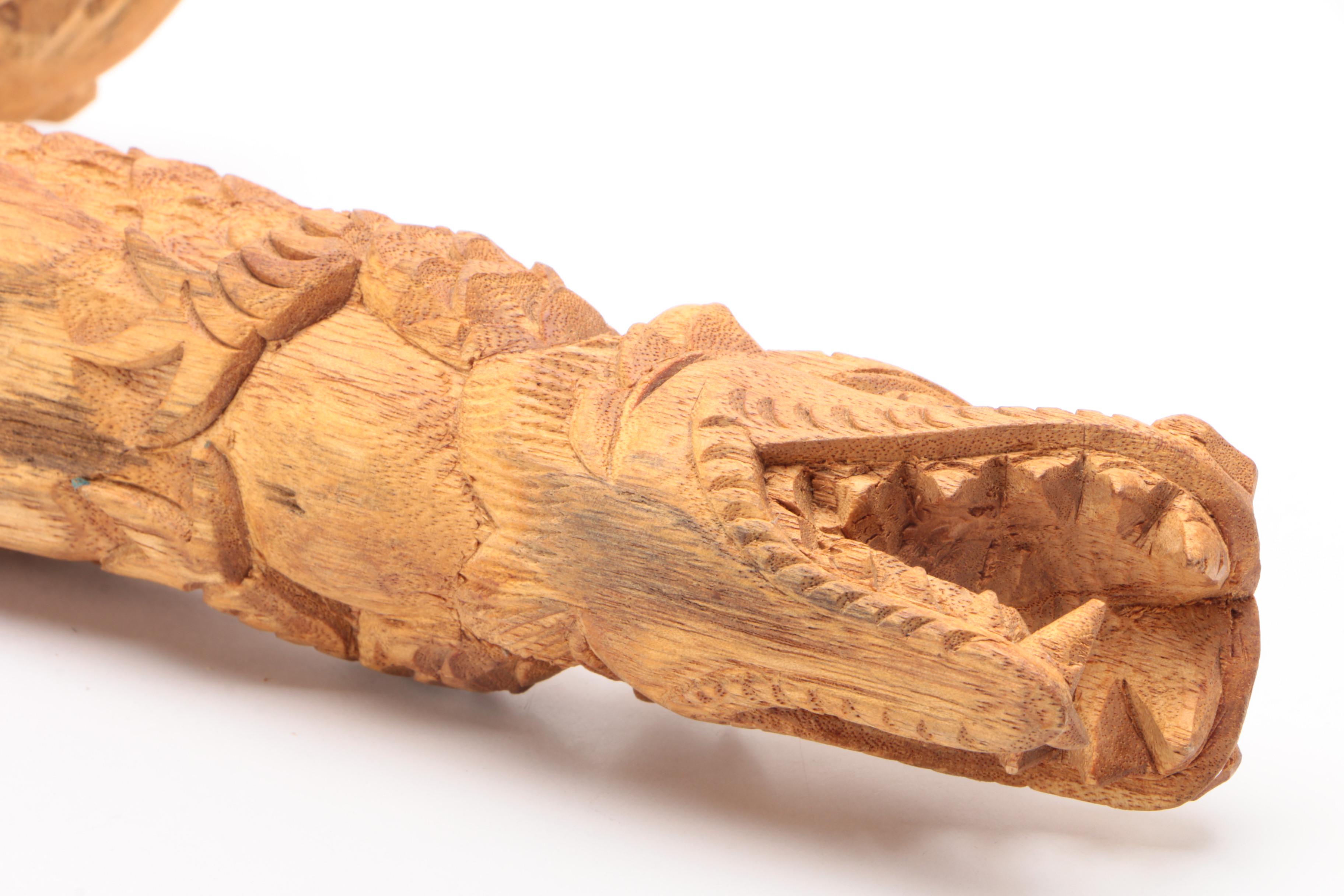 East Asian Freeform Elm Dragon Carving