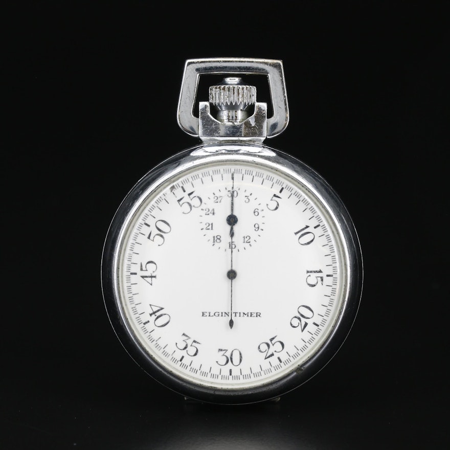 1943 Elgin U.S. Navy Bureau of Ships Nickel Stopwatch