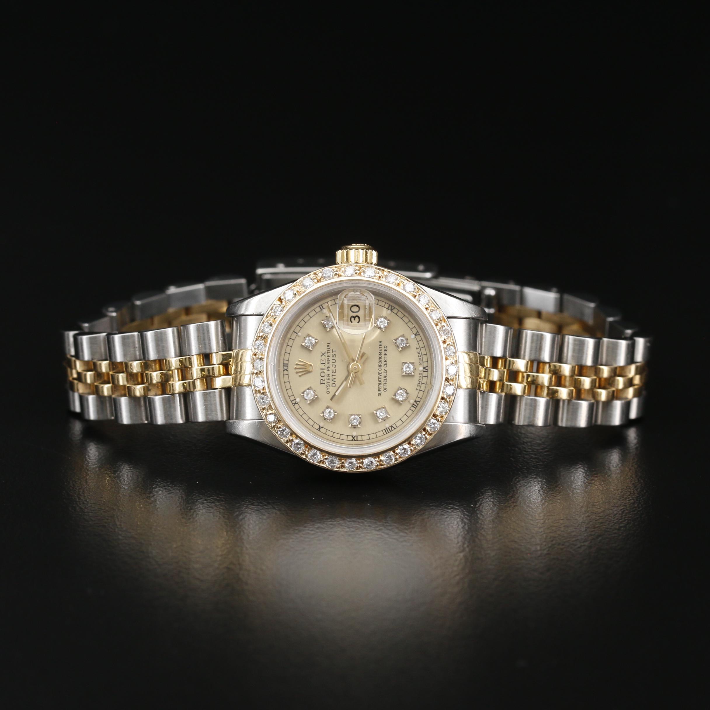 1993 Rolex Datejust Stainless Steel and 18K Diamond Bezel and Dial Watch