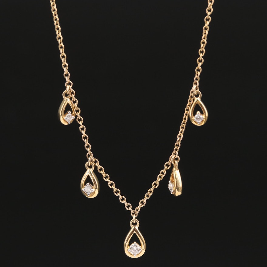 10K Diamond Drop Motif Necklace