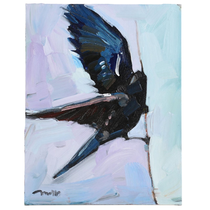 Jose Trujillo Oil Painting "Black Bird", 2020