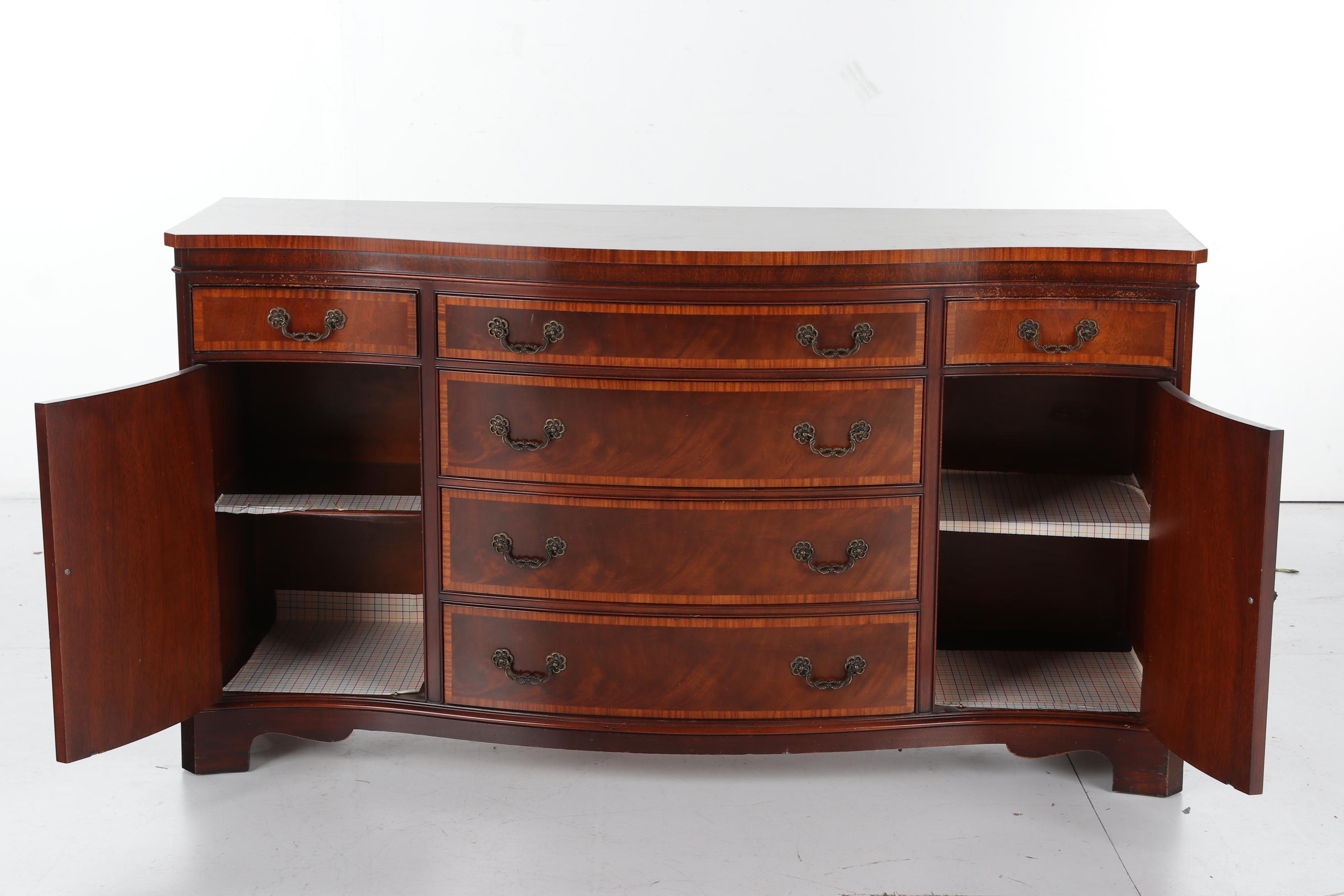 Fancher Furniture Mahogany Bowfront Buffet Server, Early 20th Century