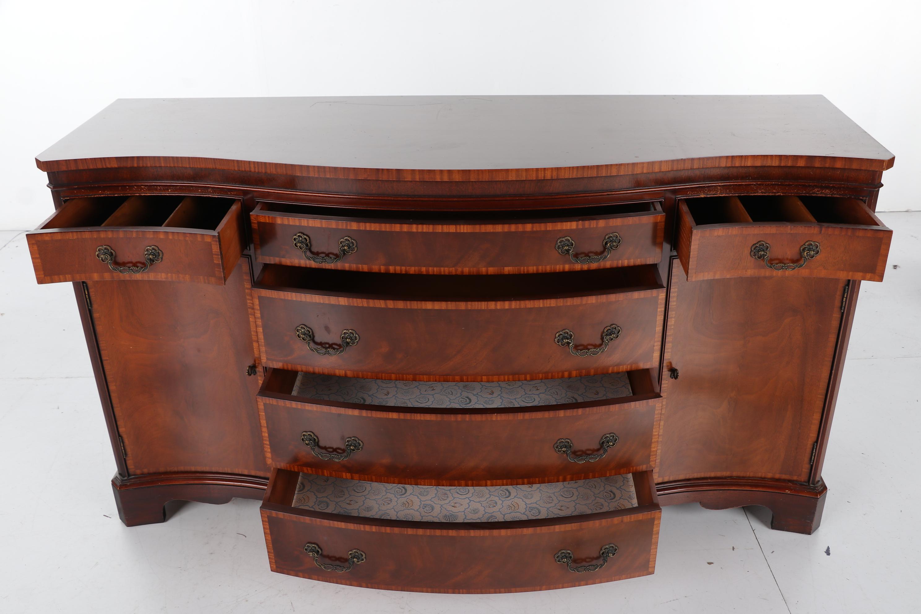 Fancher Furniture Mahogany Bowfront Buffet Server, Early 20th Century
