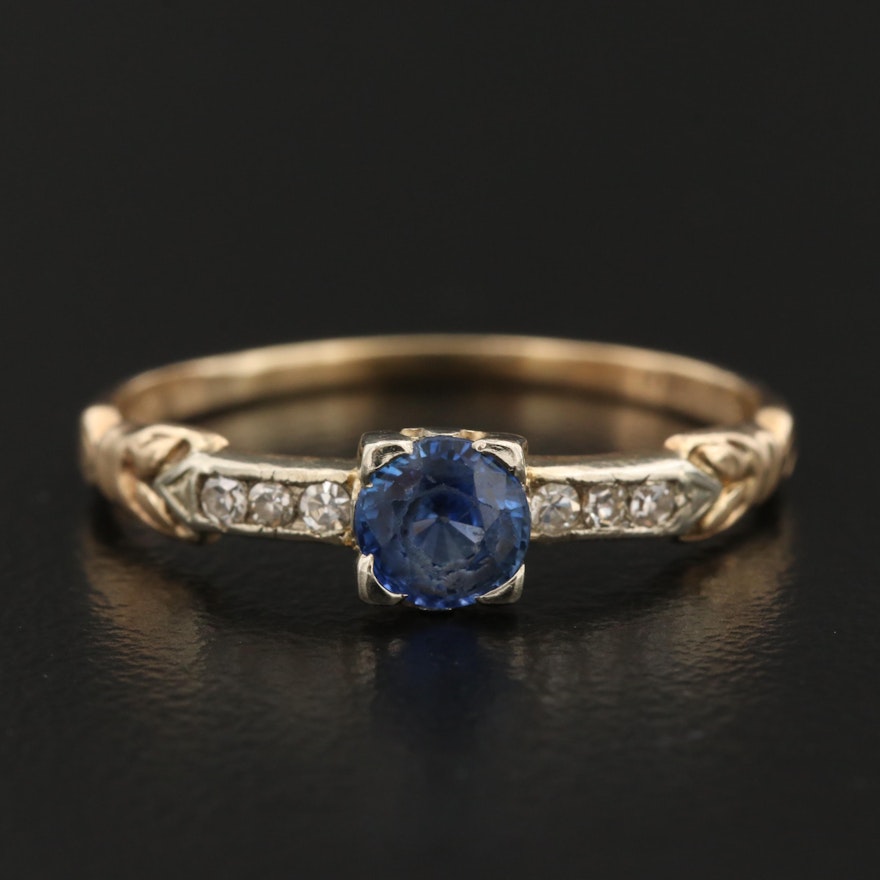 Vintage 14K Sapphire and Diamond Ring