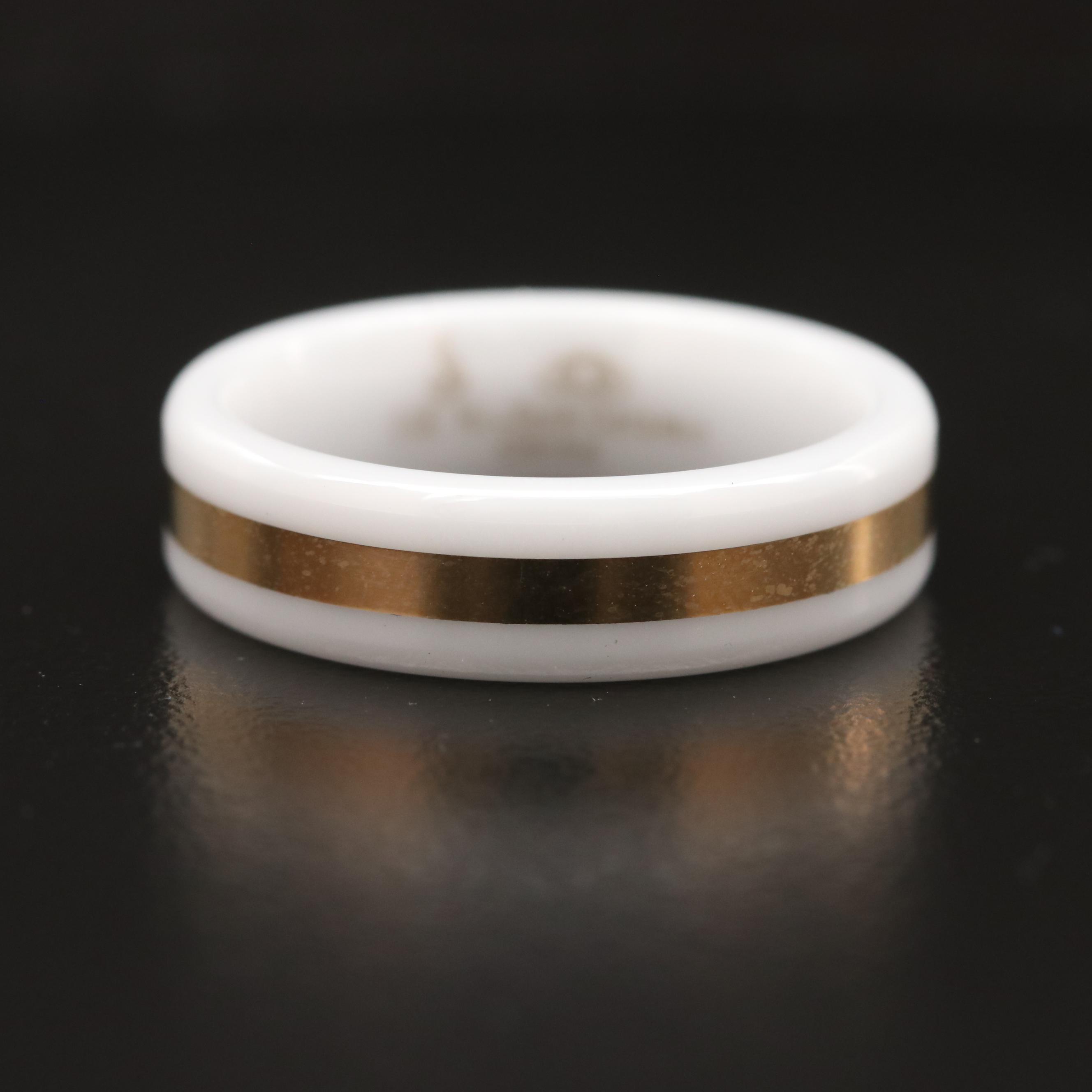 Ceramic Band with 14K Gold Center Inlay