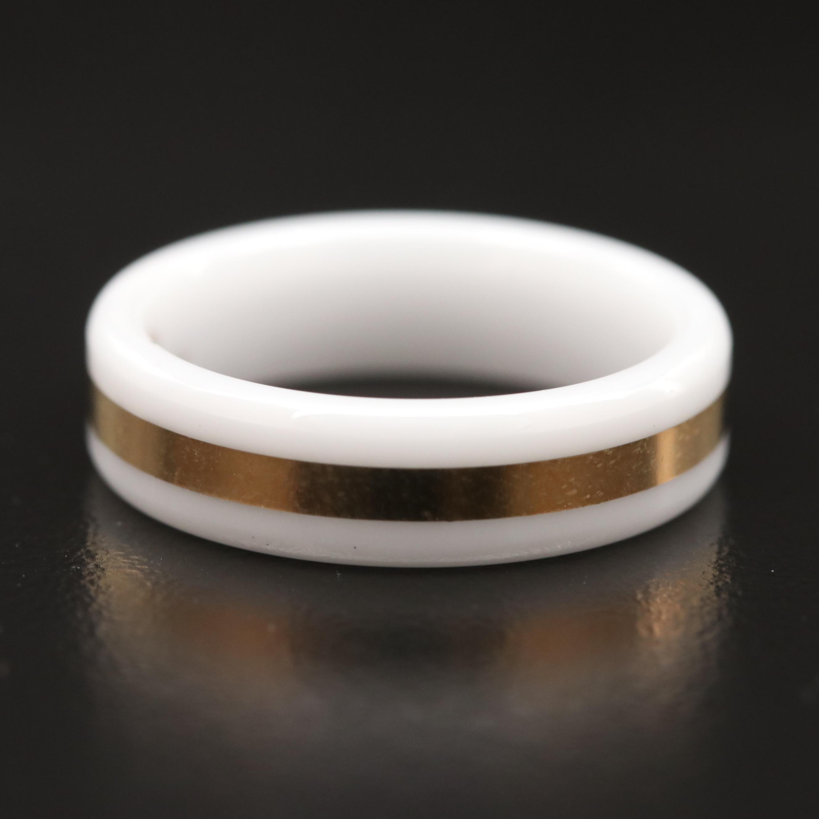 Ceramic Band with 14K Gold Center Inlay