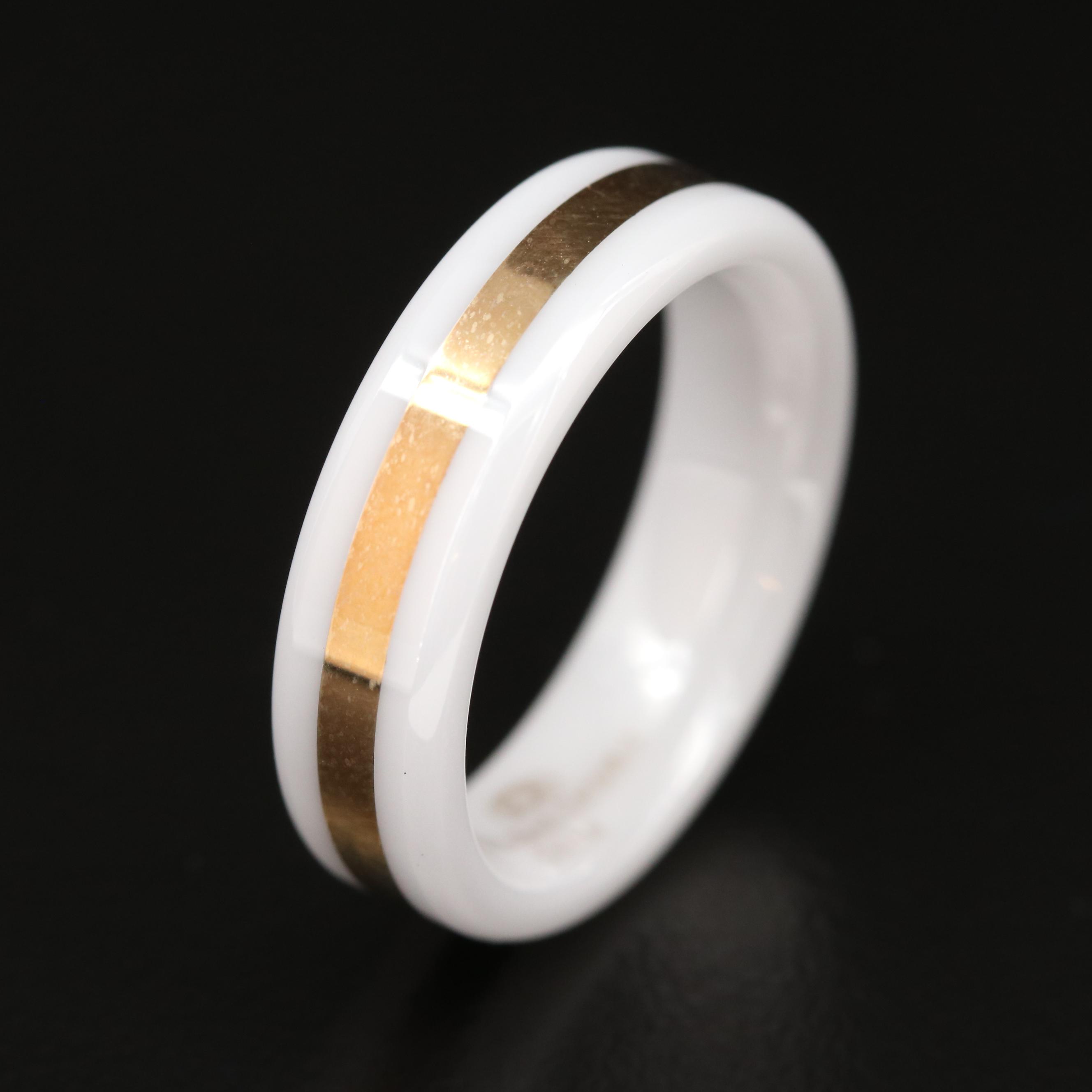Ceramic Band with 14K Gold Center Inlay