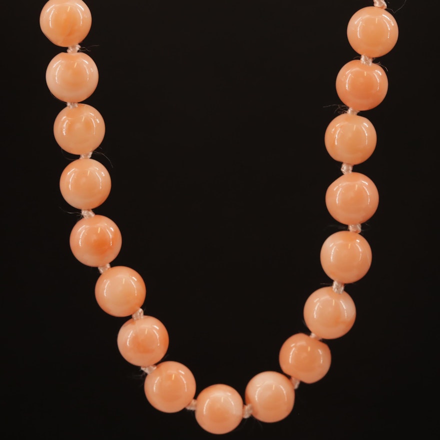 Single Strand Beaded Coral Necklace