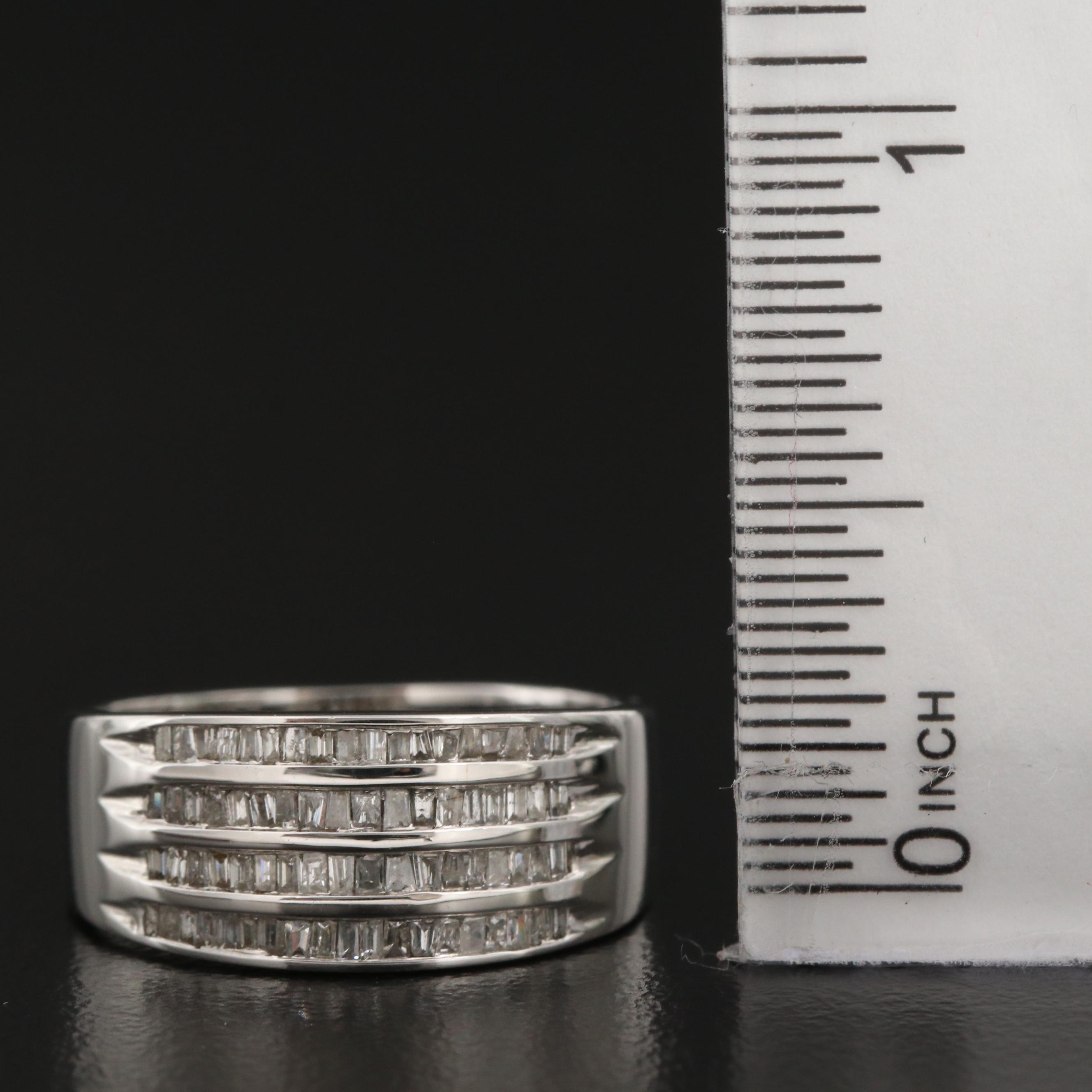 14K Diamond Tapered Baguette Channel Band
