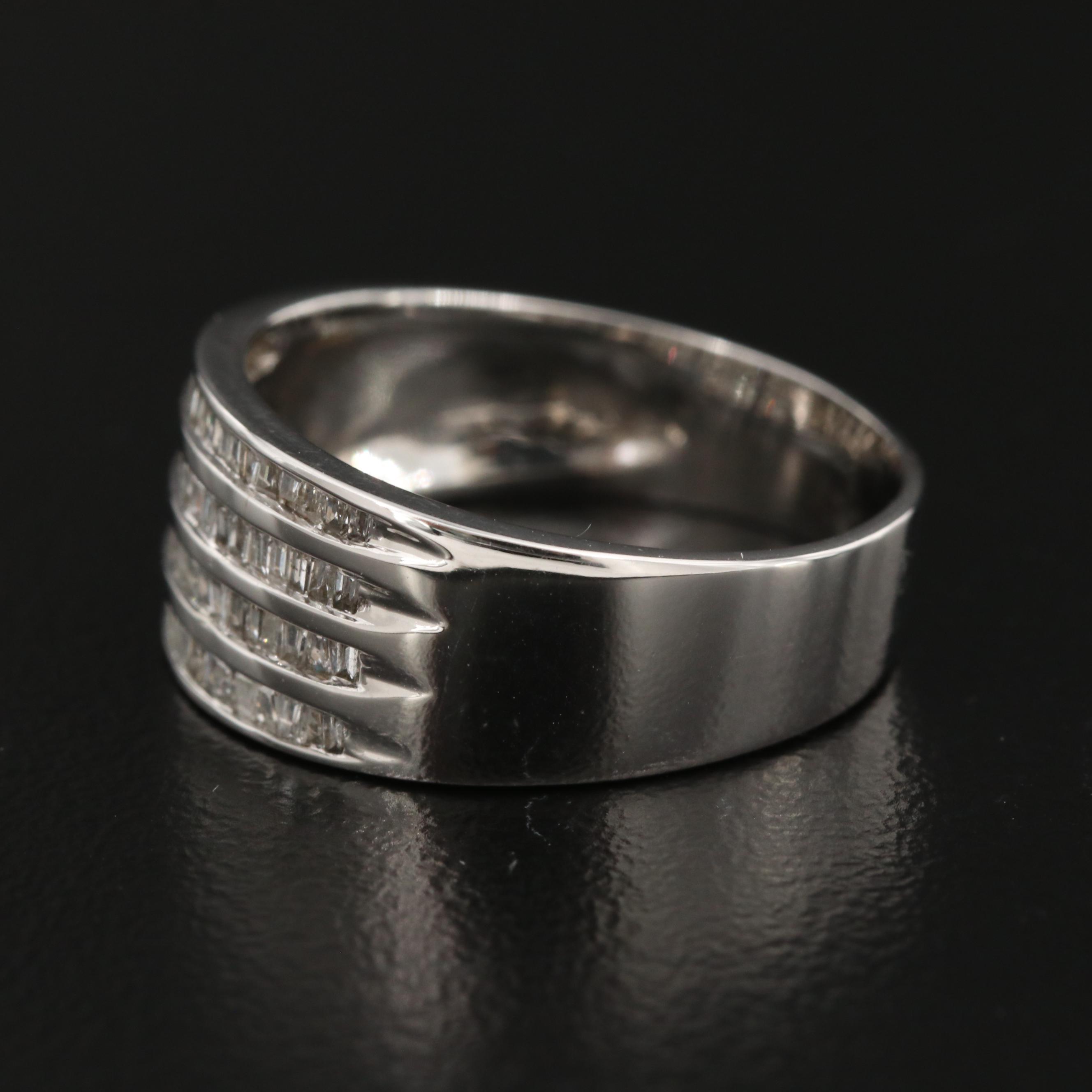 14K Diamond Tapered Baguette Channel Band