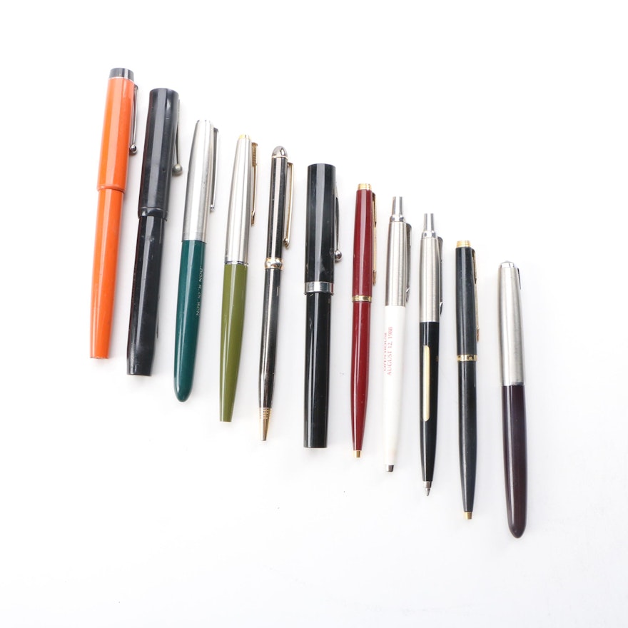 Fountain and Ballpoint Pens Including Sheaffer and Parker
