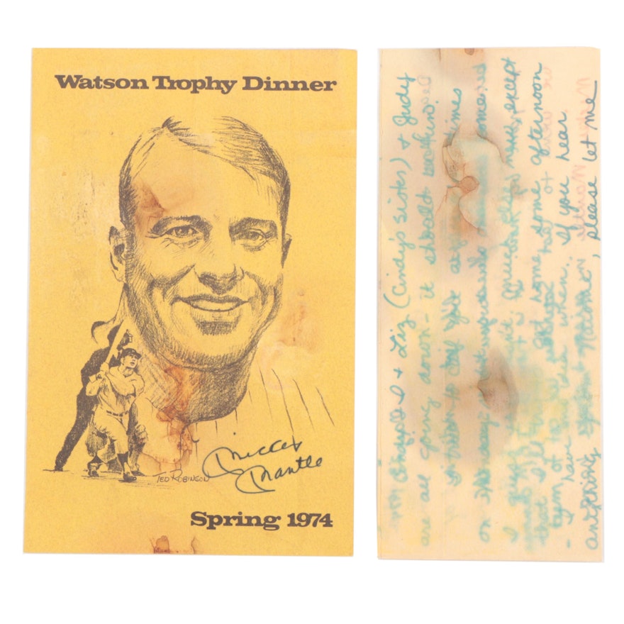 Mickey Mantle Signed 1974 Watson Trophy Dinner Program  Visual COA