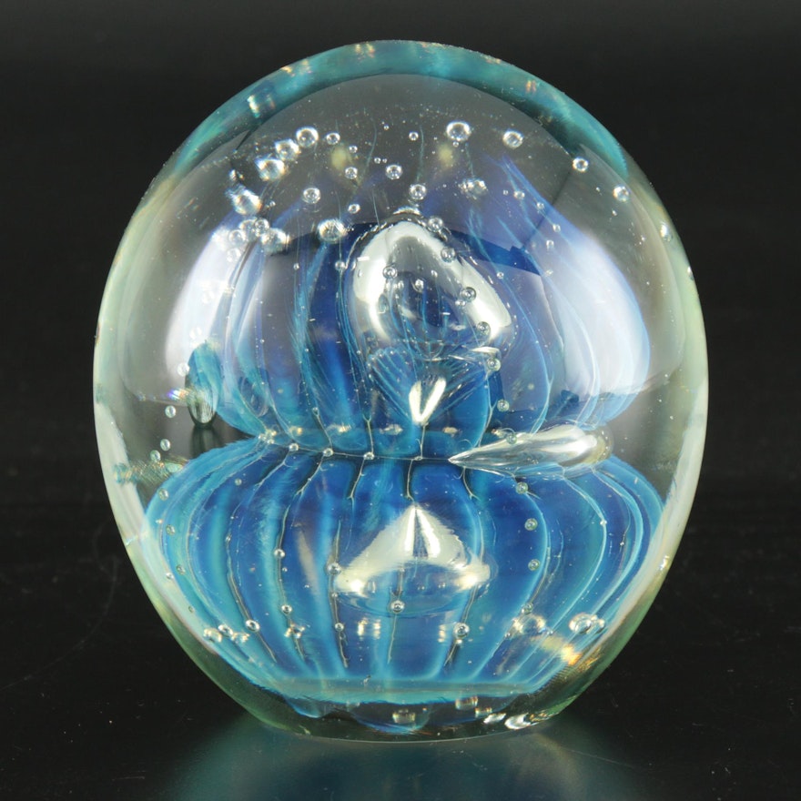 Robert Eickholt Handblown Iridescent Art Glass Paperweight, 2011