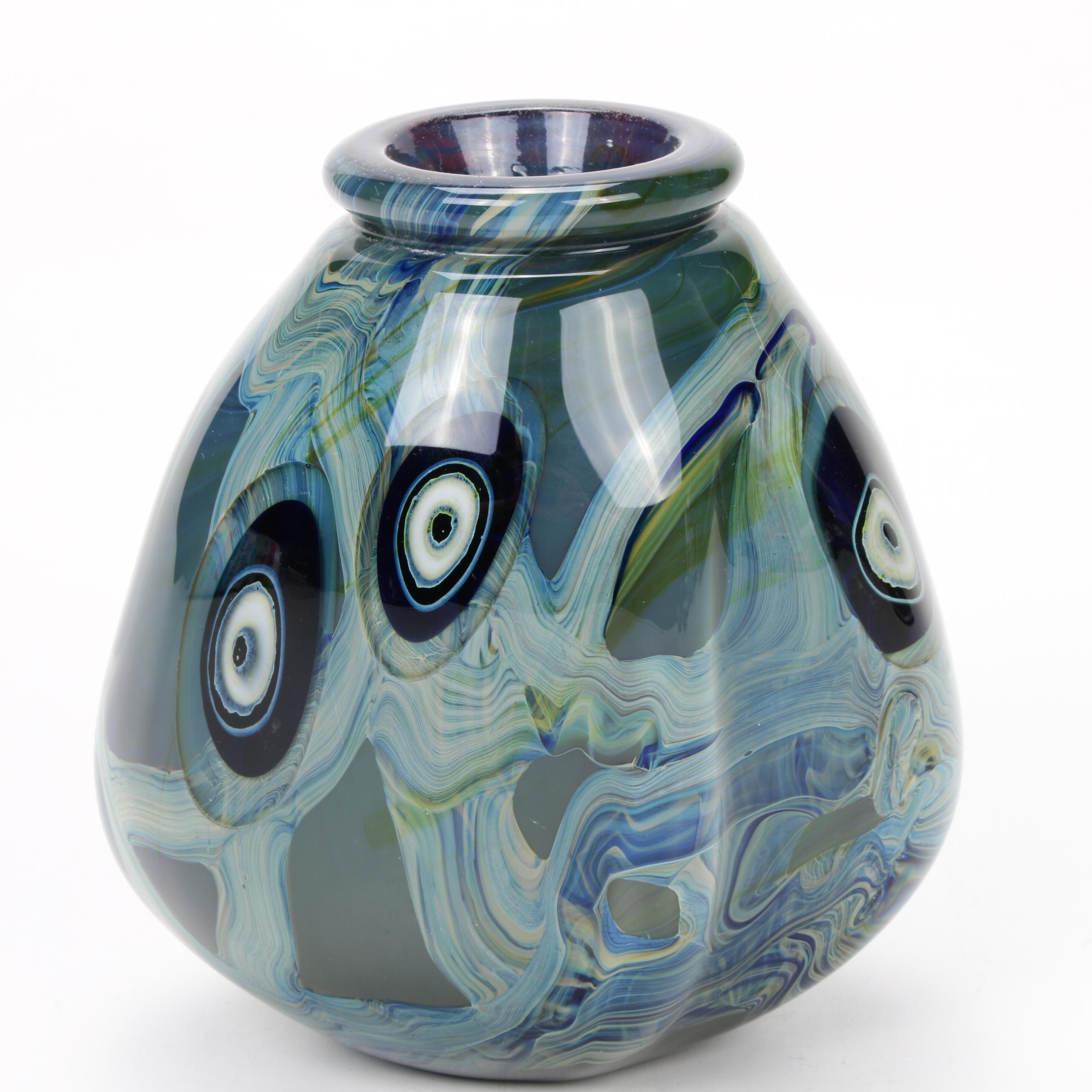 Robert Eickholt Handblown Art Glass Vase, 2005