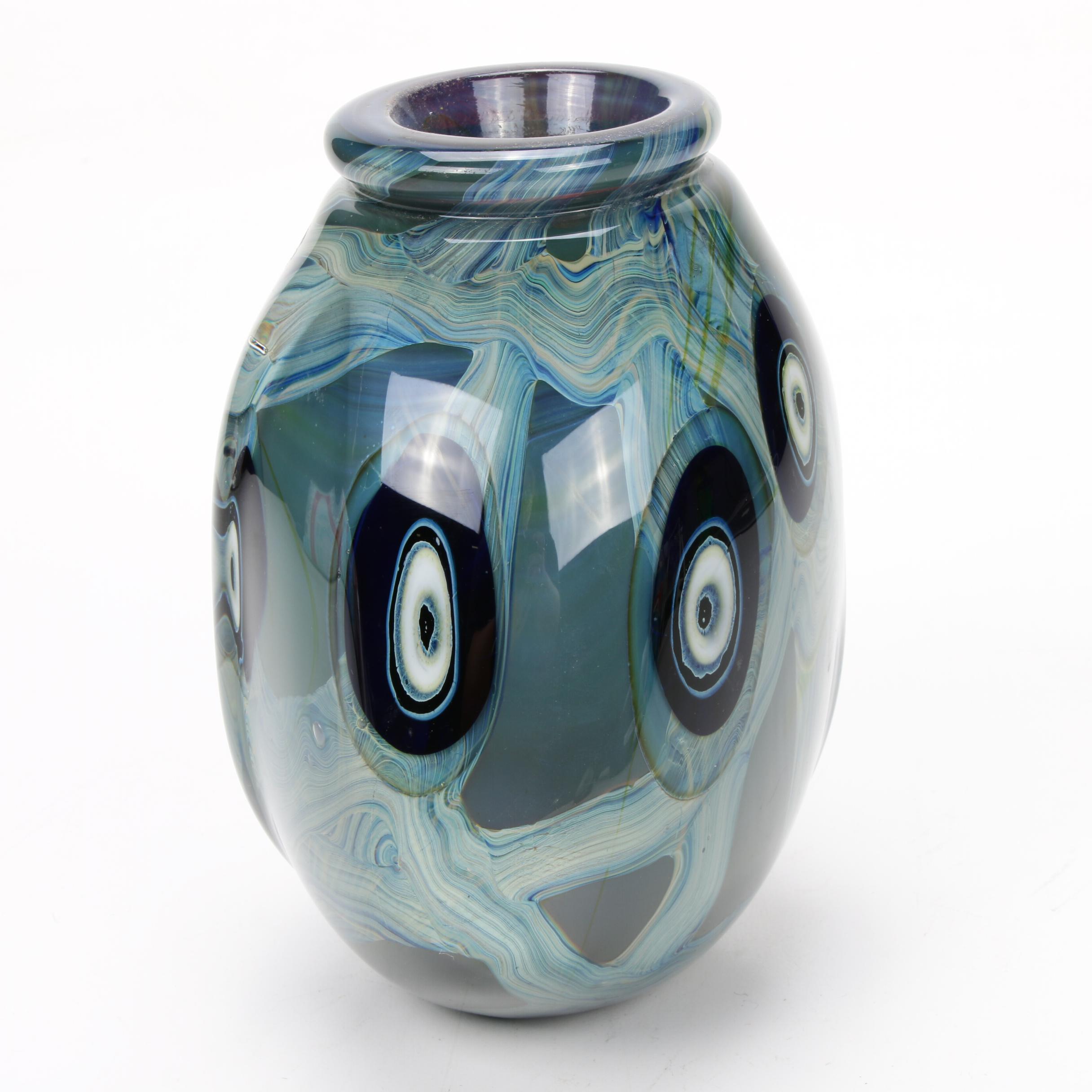 Robert Eickholt Handblown Art Glass Vase, 2005
